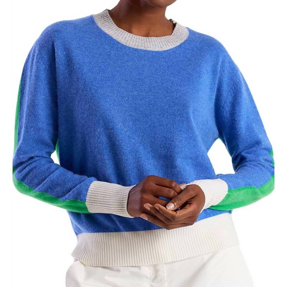 NEW BRODIE CASHMERE summer colourblock crew top in carolina